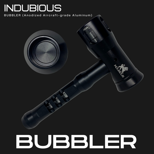 Indubious Bubbler. Black bubbler. Aircraft grade aluminum bubbler. Water bubbler. Metal bubbler with glass inside. Tough Bubbler Pipe. indubiousok. 